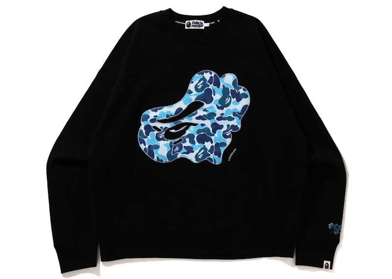 BAPE ABC Camo Patch Loose Fit Crewneck Black Blue Men's - SS23 - US