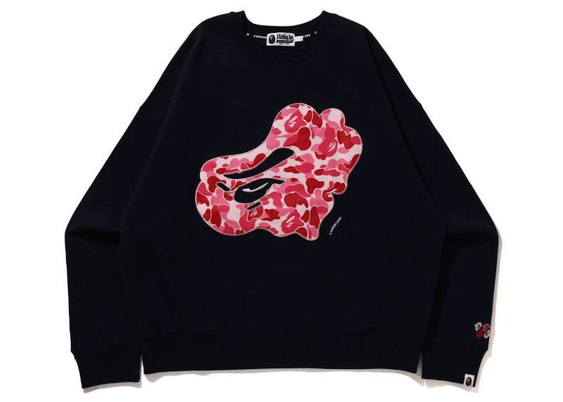 BAPE ABC Camo Patch Loose Fit Crewneck Navy/Pink