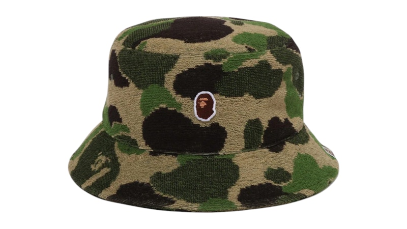 Pre-owned Bape Abc Camo Pile Jacquard Bucket Hat In Green