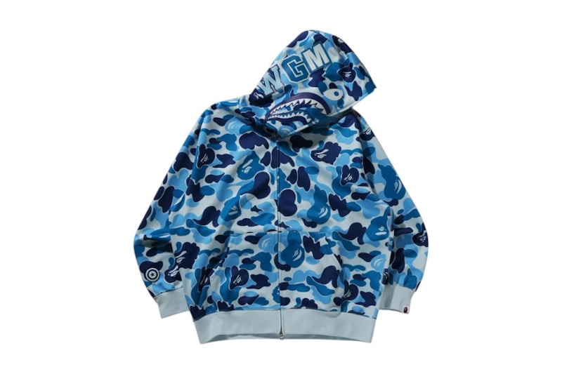 驚きの値段で Fit Relaxed Rayon Camo ABC BAPE Shark Blue Hoodie Zip Full トップス