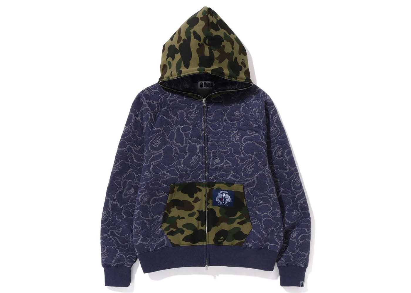 BAPE ABC Camo Relaxed Fit Full Zip Hoodie Navy Men's - SS23 - US