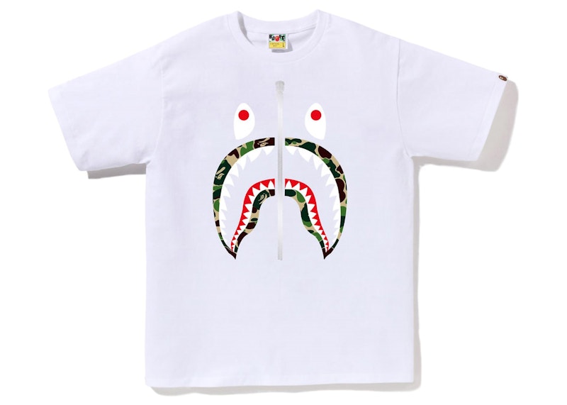 BAPE ABC Camo Shark Tee White/Green/Silver