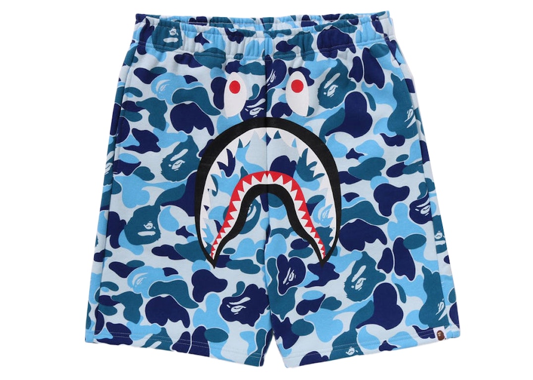 Pre-owned Bape Abc Camo Shark Sweat Shorts Blue