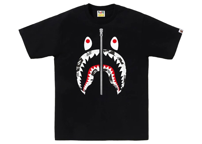 BAPE ABC Camo Shark Tee Black/Grey/Silver Men's - SS23 - US