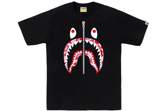 BAPE ABC Camo Shark Tee Black/Pink/Silver