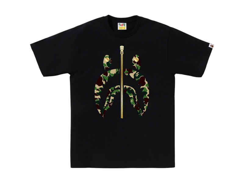 A BATHING APE Separate Zip Print Shark Tシャツ Bape Zipper T Shirt A BATHING APE Separate Zip Print Shark T