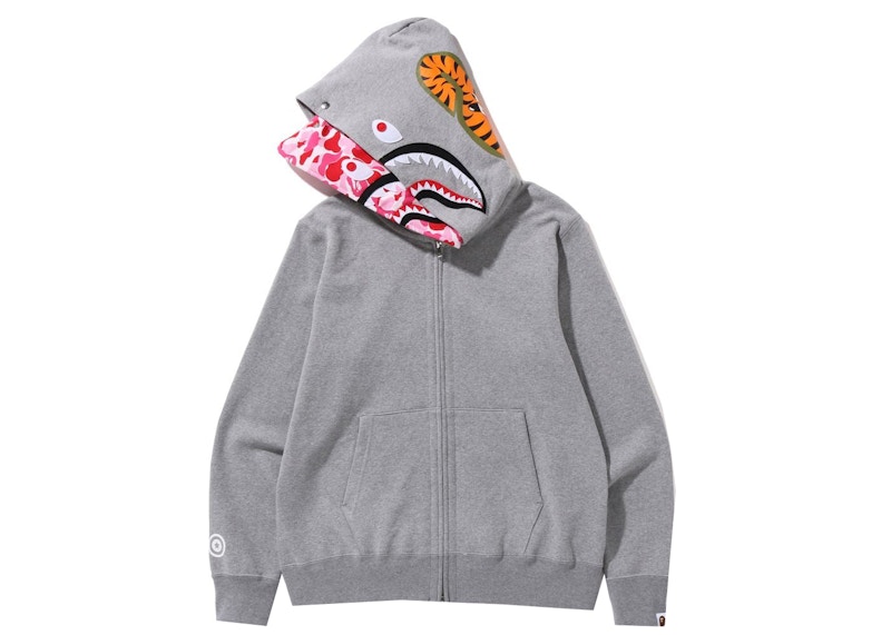 BAPE ABC Camo Shark Wide Fit Full Zip Double Hoodie Gray Men's