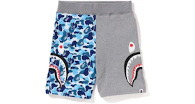 BAPE ABC Camo Side Shark Sweat Shorts Blue/Grey