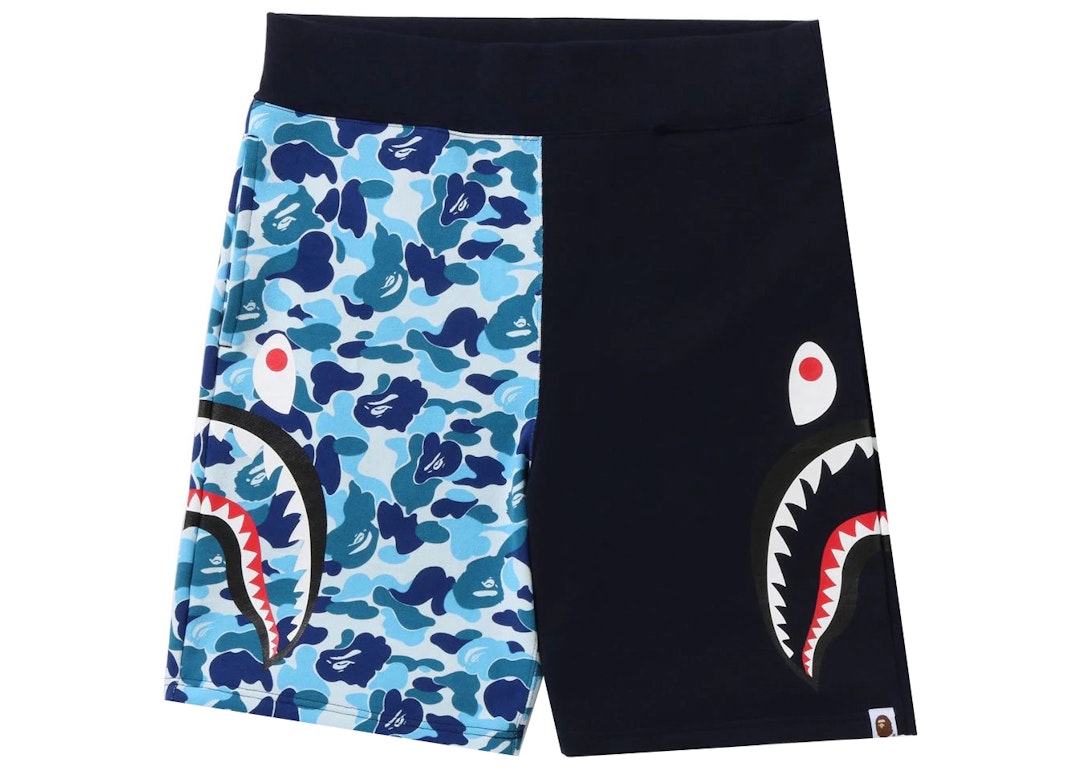 Pre-owned Bape Abc Camo Side Shark Sweat Shorts Blue