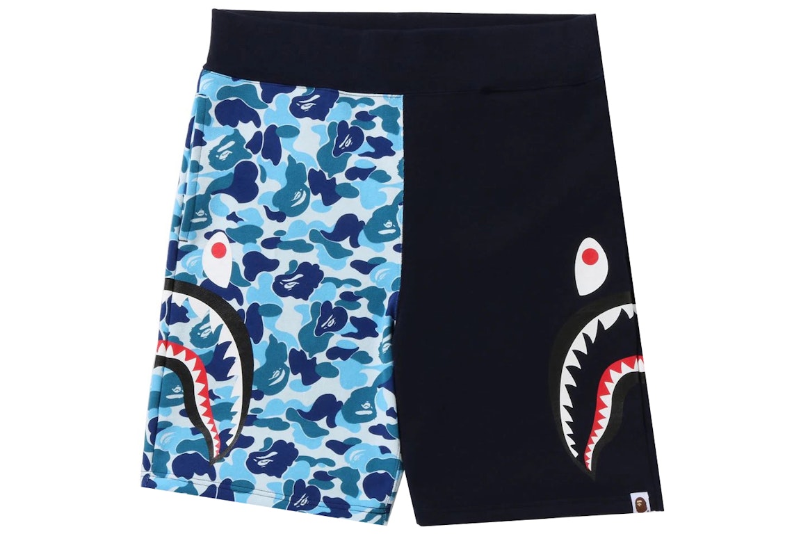 Pre-owned Bape Abc Camo Side Shark Sweat Shorts Blue