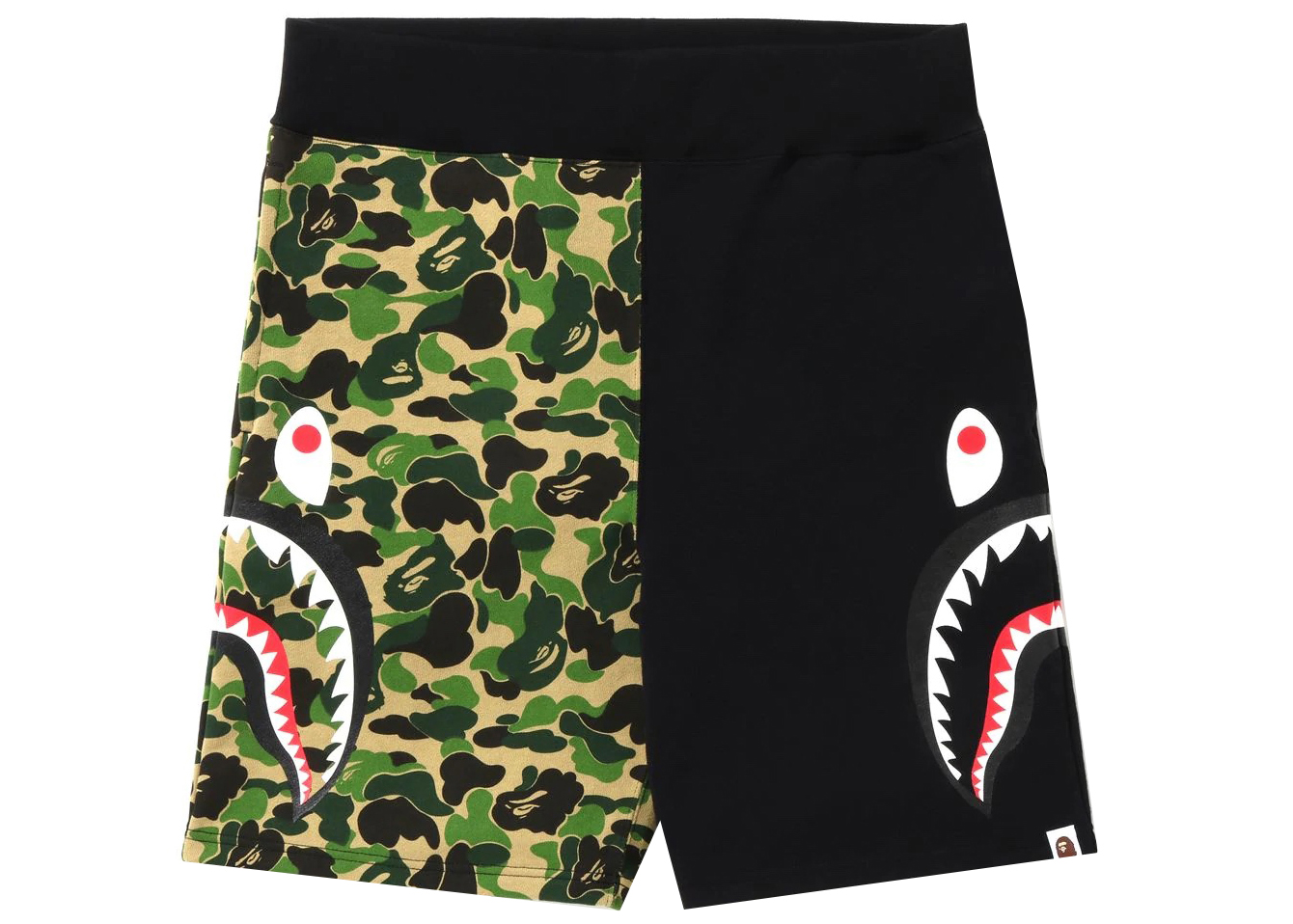 BAPE Big ABC Camo Side Shark Sweat Shorts Green