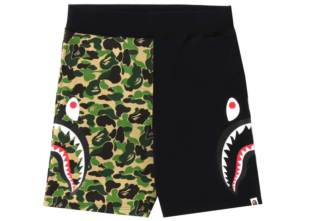 Pre-owned Bape Abc Camo Side Shark Sweat Shorts Green