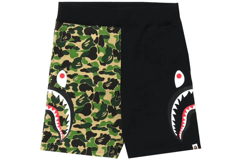 BAPE ABC Camo Side Shark Sweat Shorts Green