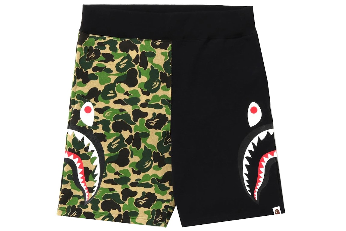 Pre-owned Bape Abc Camo Side Shark Sweat Shorts Green