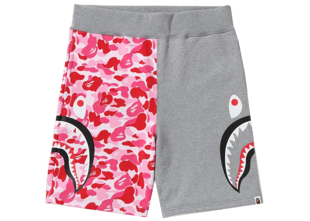 Pre-owned Bape Abc Camo Side Shark Sweat Shorts Pink