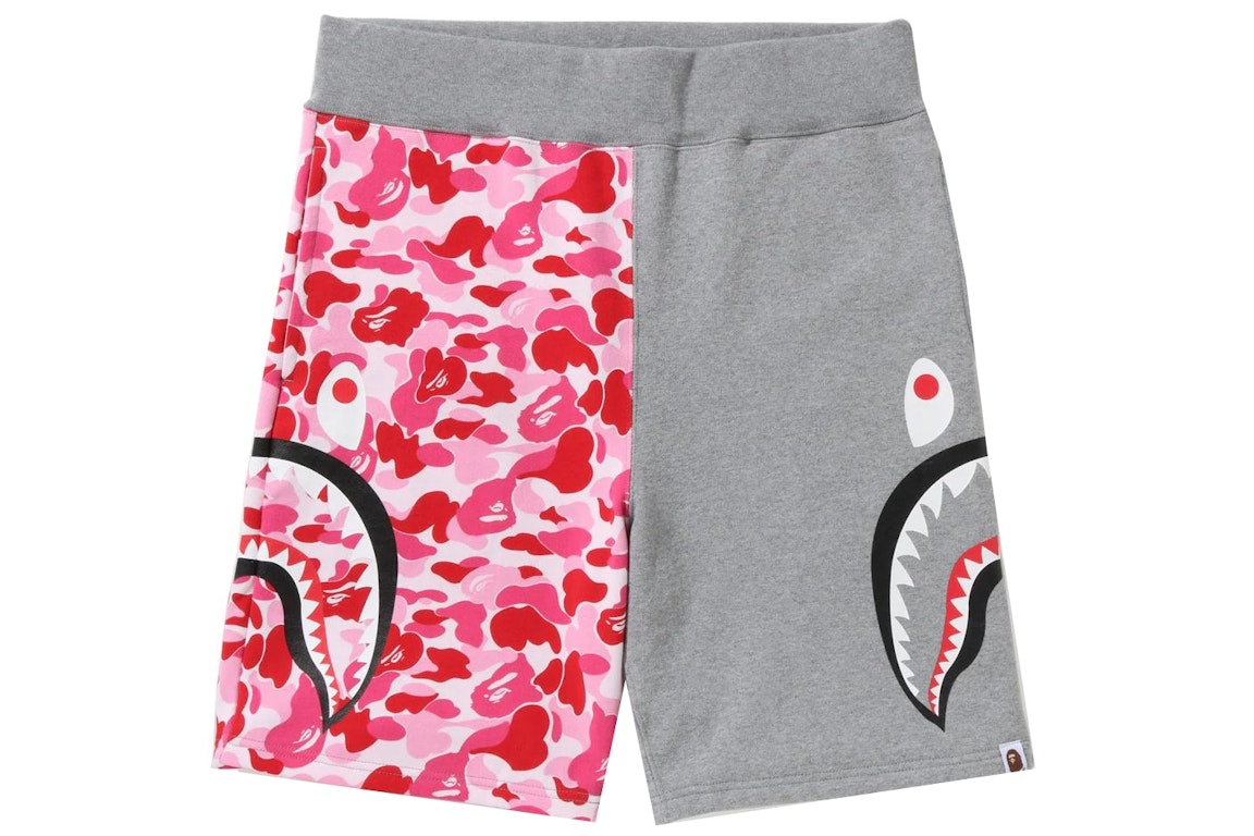 Pre-owned Bape Abc Camo Side Shark Sweat Shorts Pink