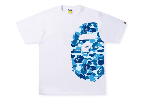 BAPE ABC Camo Side Big Ape Head Tee White/Blue Men's - SS22