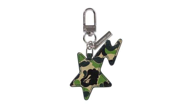 Pre-owned Bape Men's Abc Camo Sta Keychain In Green