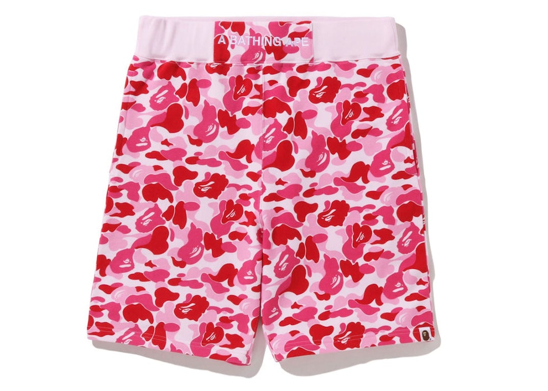 Pre-owned Bape Abc Camo Sweat Shorts Pink