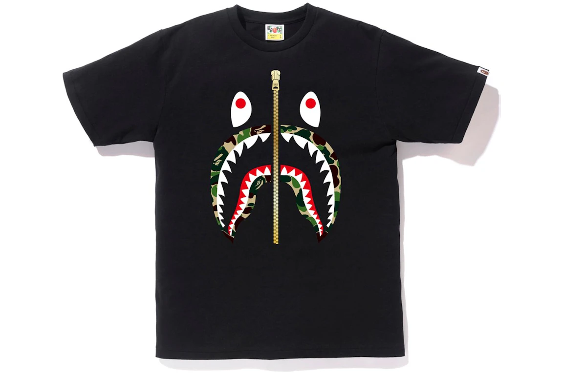 BAPE ABC Gold Zip Shark Tee Black/Green