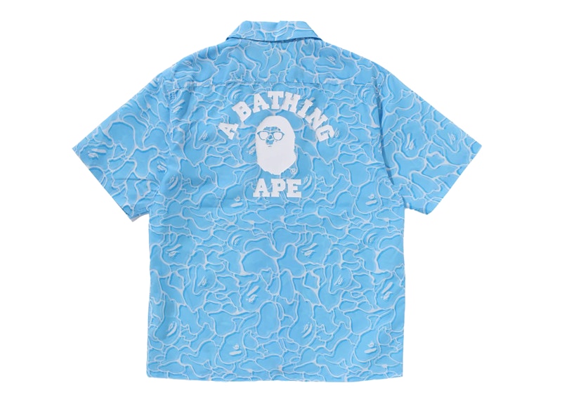 BAPE ABC Sea Surface Camo Open Collar S/S Shirt Blue Men's BAPE ABC Sea Surface Camo Open Collar S/S Shirt Blue Men's