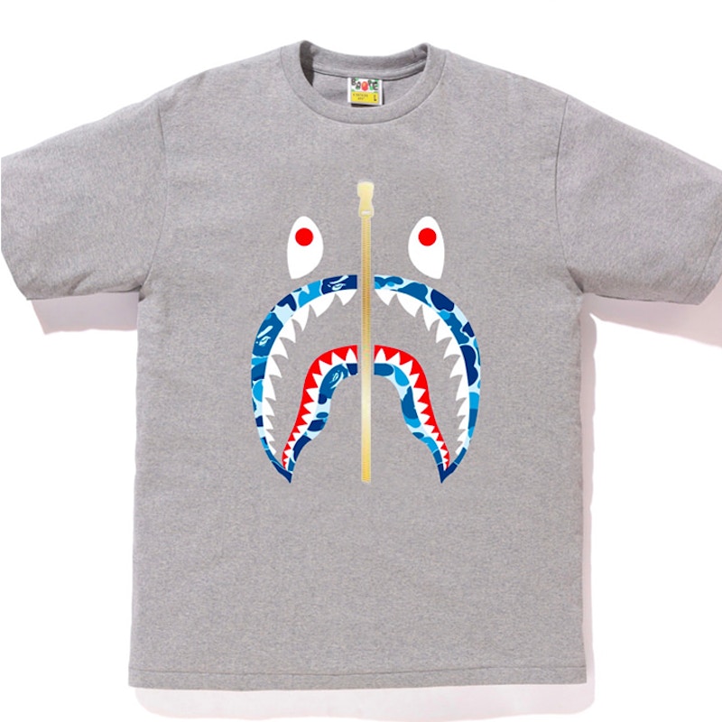 BAPE ABC Shark Gold Zip Tee Grey/Blue