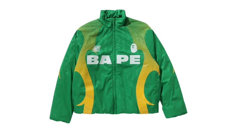 BAPE Aba Frame Monogram Jacquard Multi Logo Padded Jacket Green