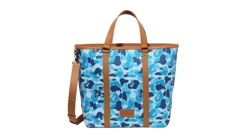 Pre-owned Bape Abc Camo Pu Ostrich Tote Bag In Blue