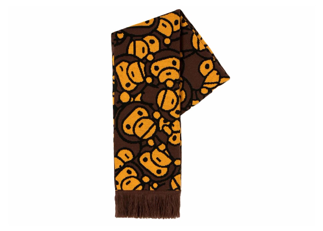 Pre-owned Bape All Baby Milo Scarf Brown