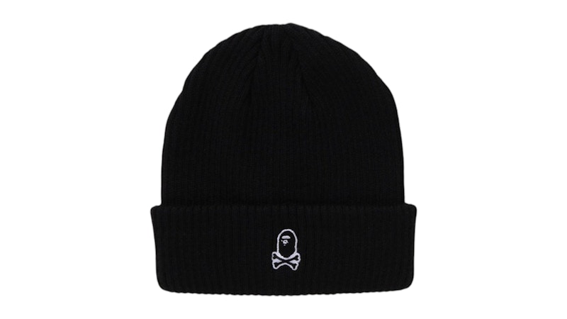 Pre-owned Bape Ape Crossbone One Point Knit Cap In Black