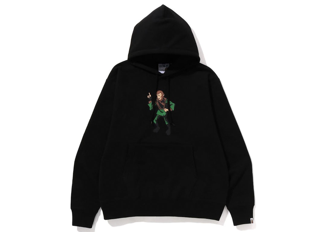 Pre-owned Bape Ape Graphic Relaxed Fit Pullover Hoodie Black