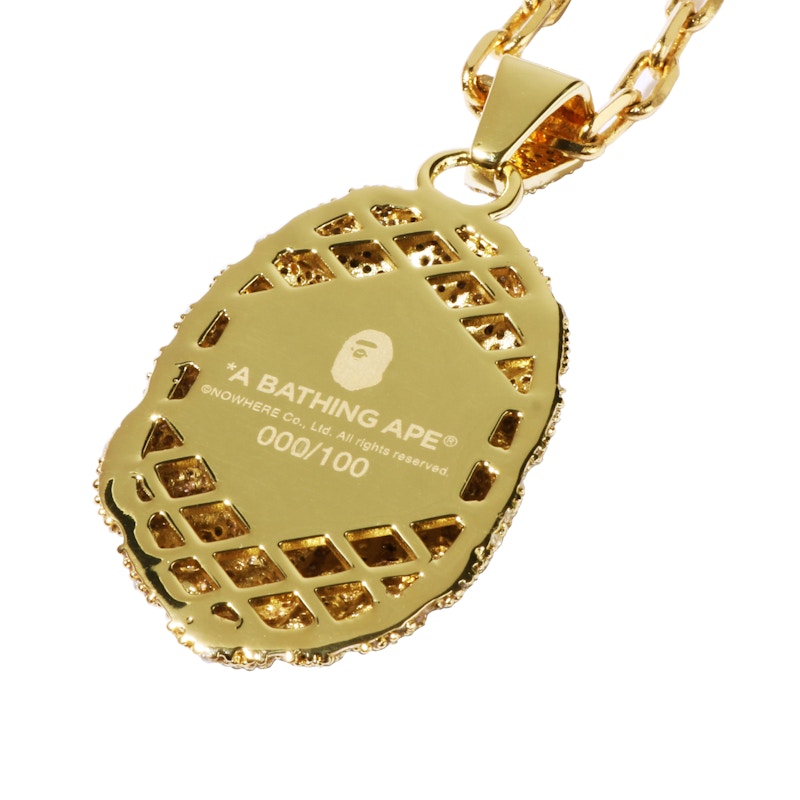 BAPE Ape Head Crystal Stone Necklace Gold - SS22 - US