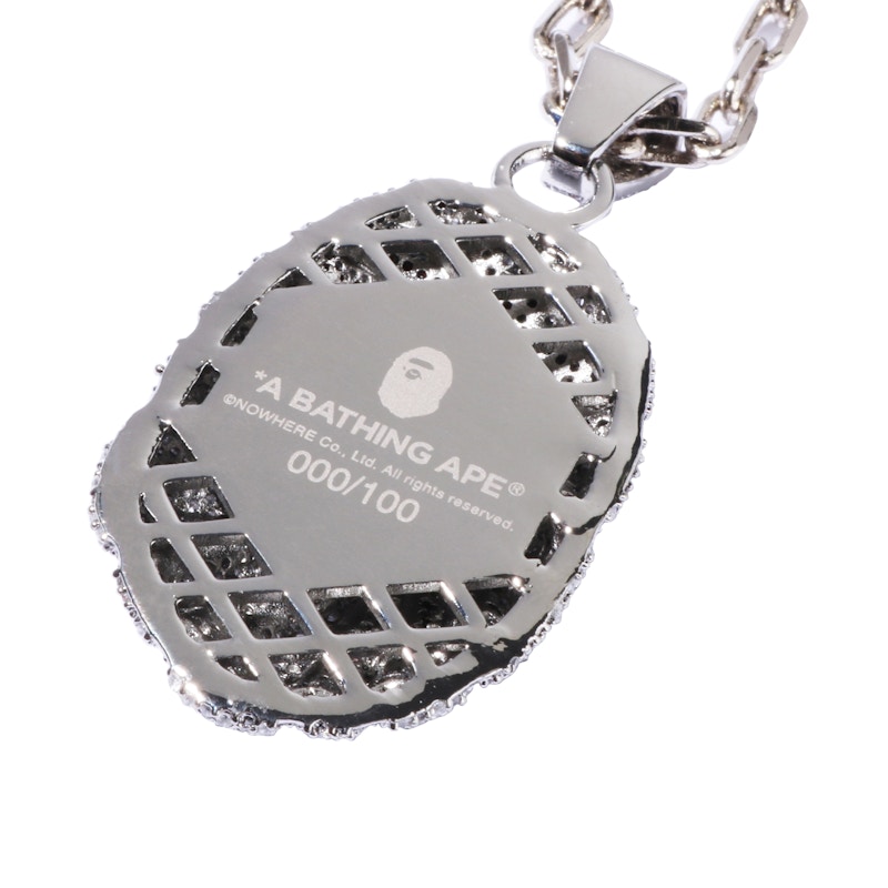 BAPE Ape Head Crystal Stone Necklace (Edition of 100) Silver