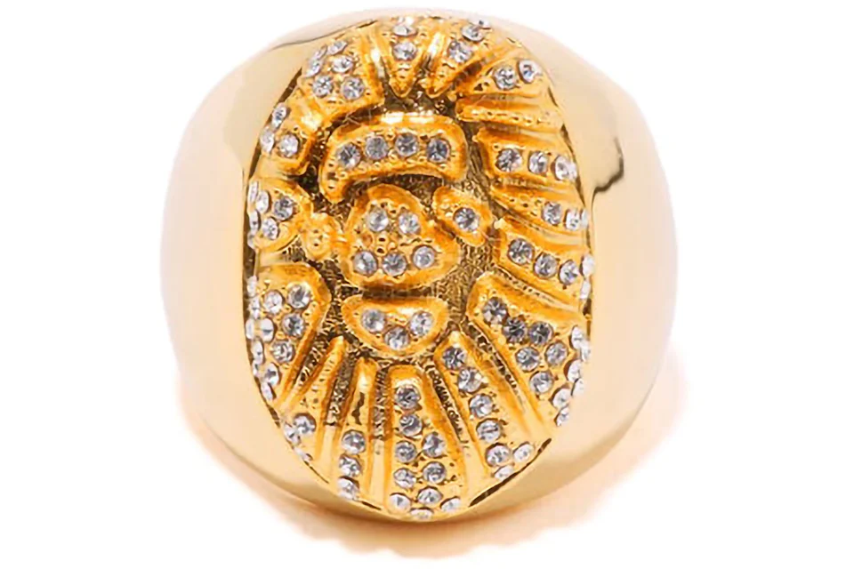 BAPE Ape Head Crystal Stone Ring (FW22) Gold