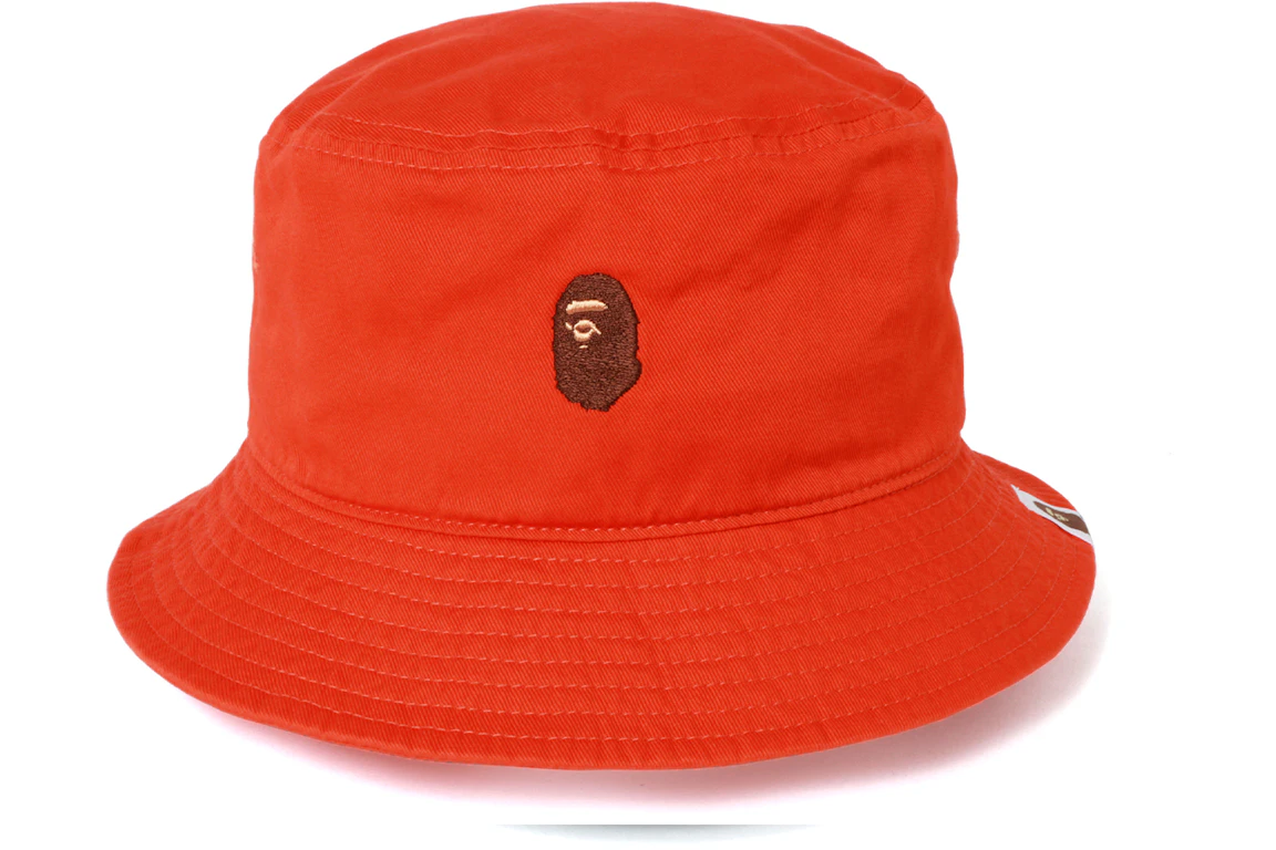 BAPE Ape Head Embroidery Bucket Hat Orange