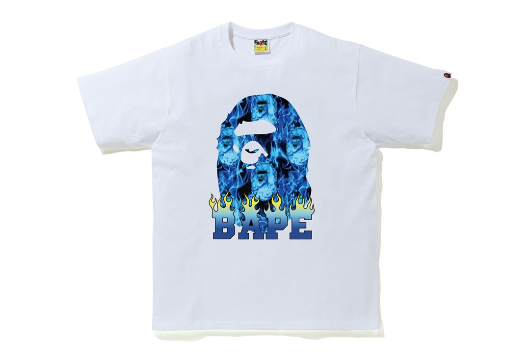 BAPE Ape Head Flame T-Shirt White/Blue - SS20 Men's - US