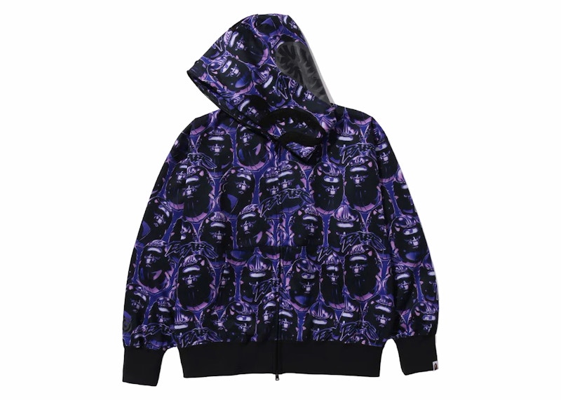 BAPE Ape Head Graffiti Shark Full Zip Hoodie Purple Men's - FW23 - US