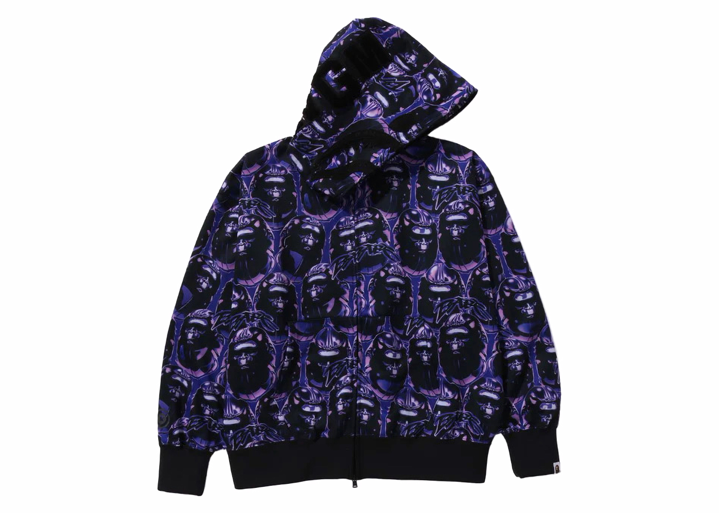 BAPE Ape Head Graffiti Shark Full Zip Hoodie Purple