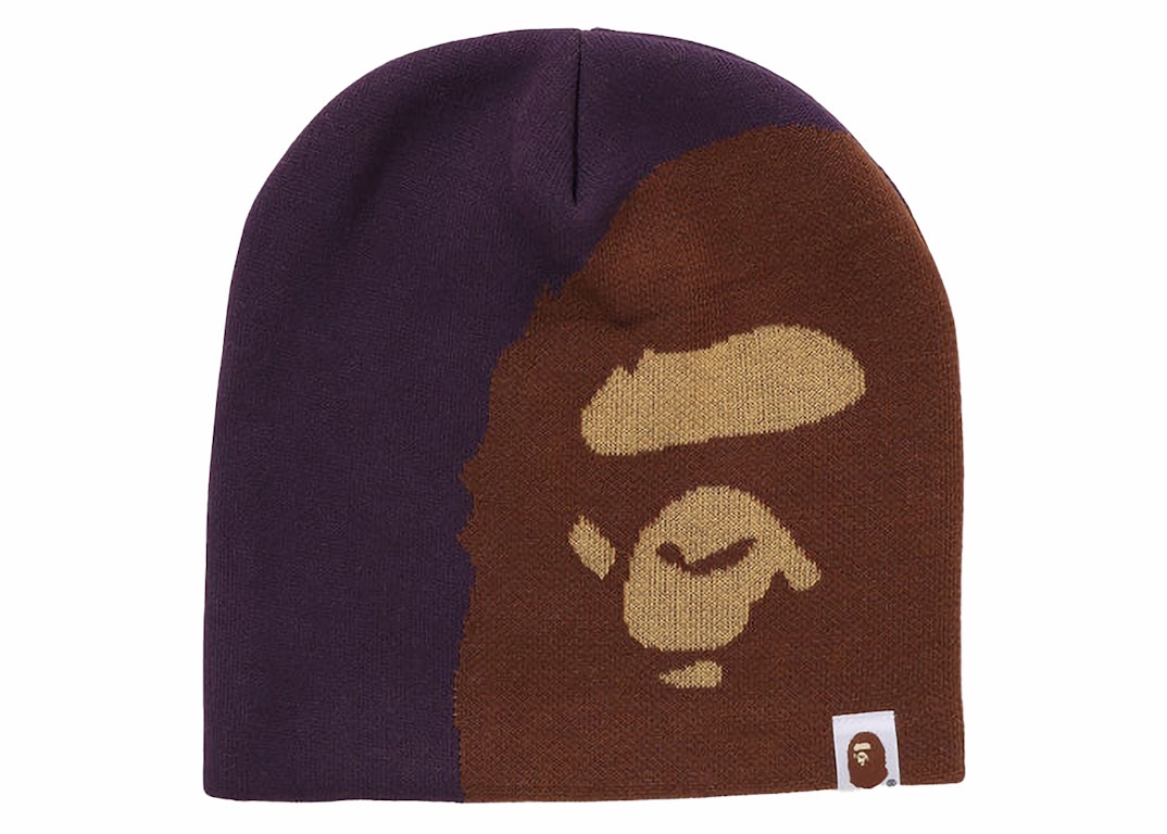Pre-owned Bape Ape Head Knit Cap Purple