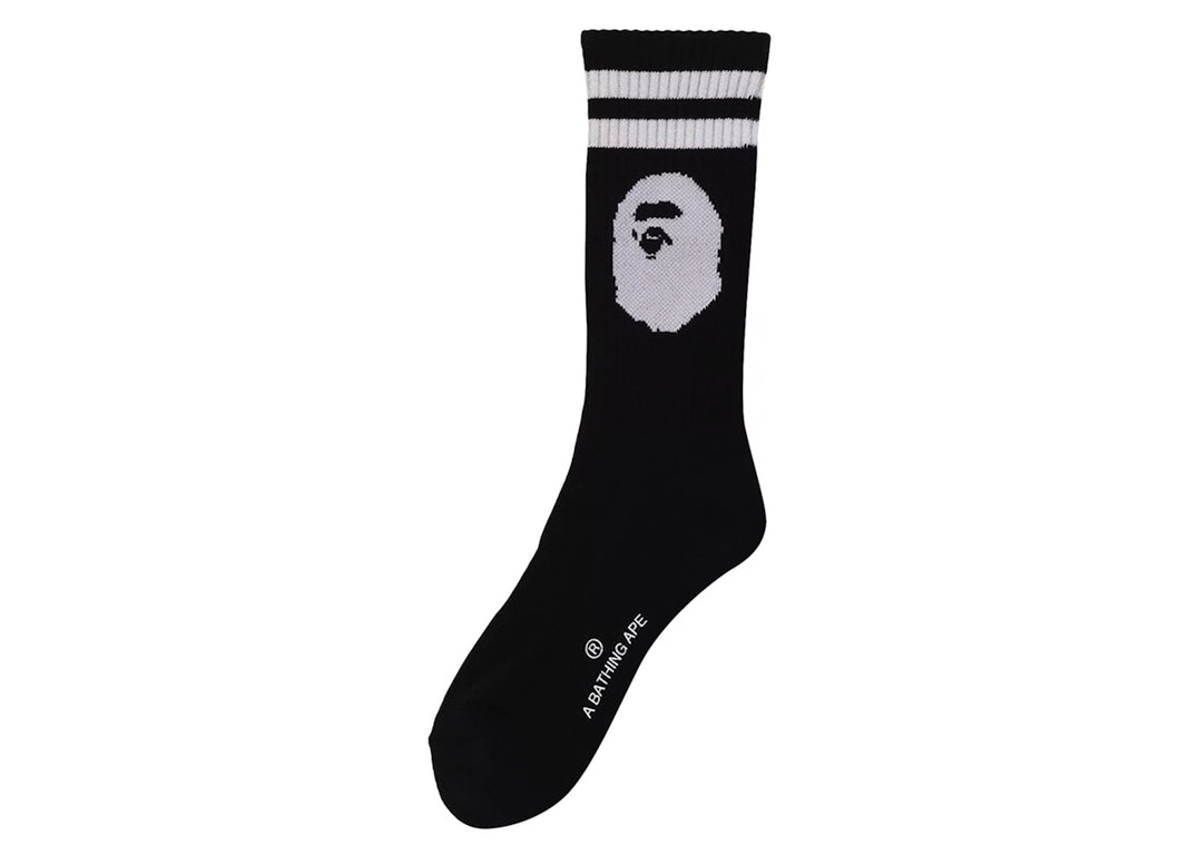 Pre-owned Bape Ape Head Line Socks Black
