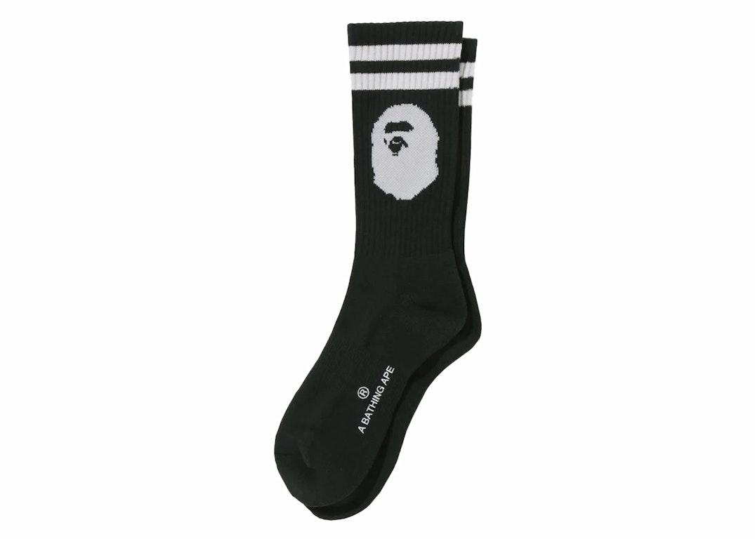 Pre-owned Bape Ape Head Line Socks Olivedrab