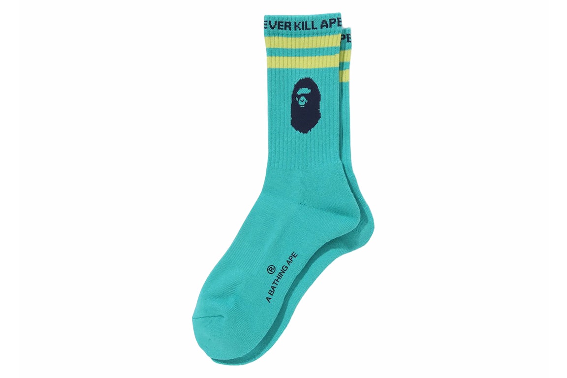 Pre-owned Bape Ape Head Line Socks (ss24) Green