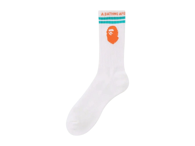 Pre-owned Bape Men's Ape Head Line Socks (ss25) In White