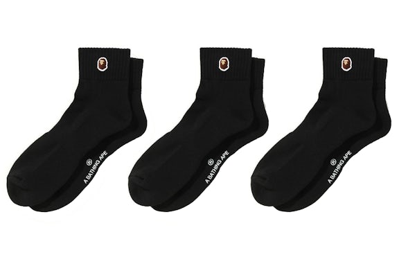 BAPE Ape Head One Point Calzini alla caviglia (3 paia) Calzini Nero