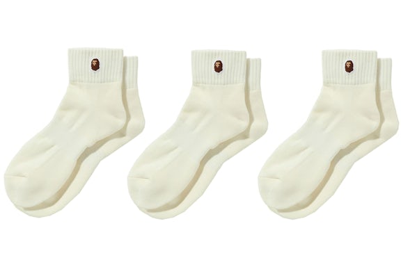 Calcetines tobilleros BAPE Ape Head One Point (3 pares) Calcetines Blanco