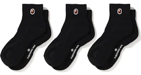 BAPE Ape Head One Point Ankle Socks (3pack) Black