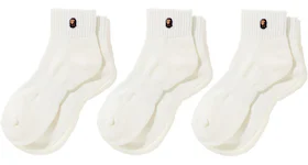 BAPE Ape Head One Point Ankle Socks (3pack) White