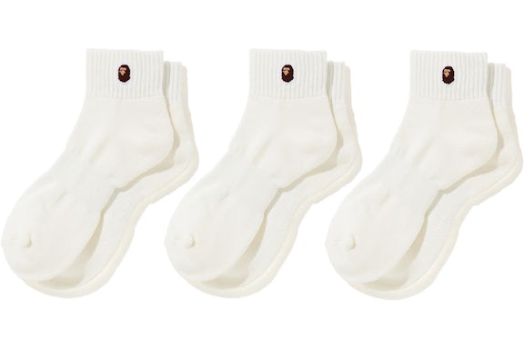 Calcetines tobilleros BAPE Ape Head One Point (paquete de 3) Blanco