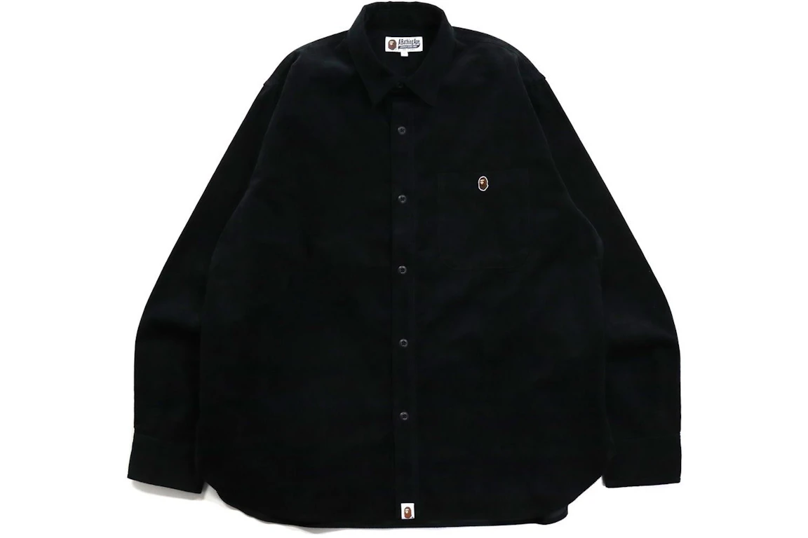 BAPE Ape Head One Point Corduroy Relaxed Fit Work Shirt Black