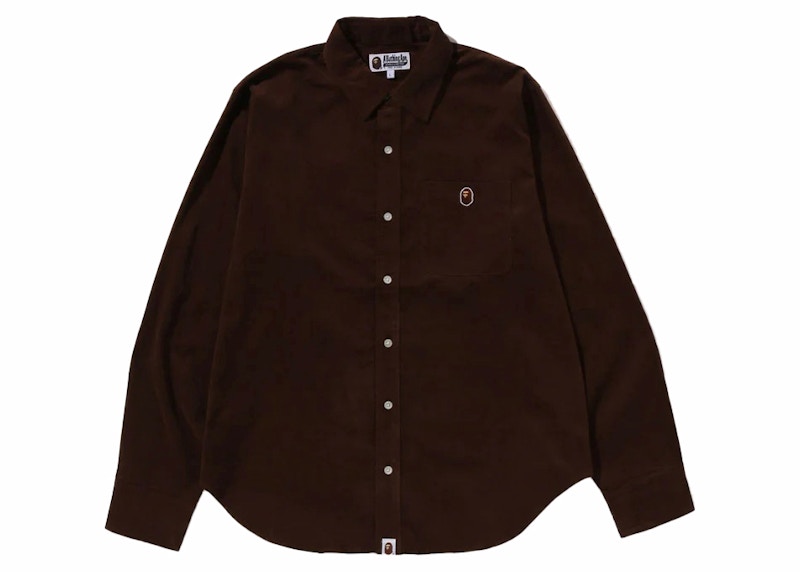 BAPE Ape Head One Point Corduroy Shirt Brown Men's - FW23 - US